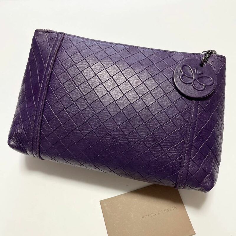 ★美品 BOTTEGA VENETA ボッテガべネタ ポーチ 小物入れ パープル 紫【鑑定済み 本物保証】