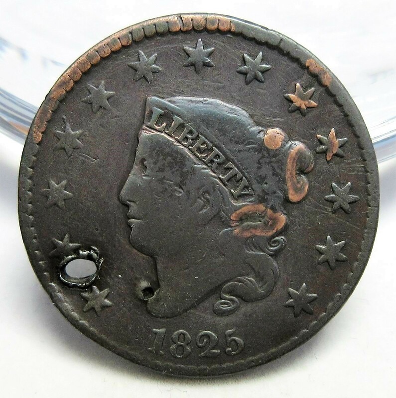 アメリカ 1セント銅貨(coronet head large cent) 1825年 28.43mm 10.18g KM#45