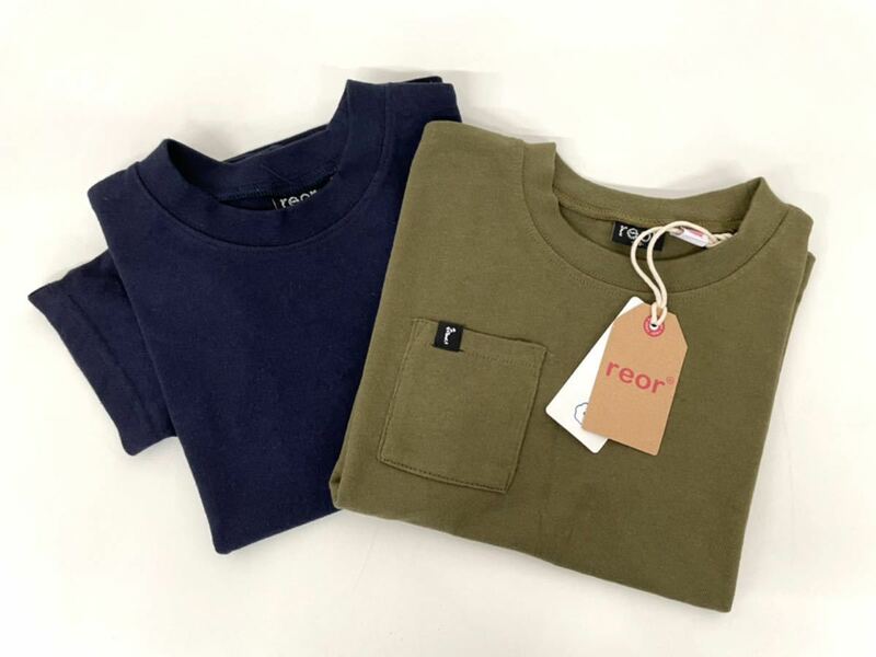 新品■reor キッズ 半袖シャツ 2枚セット 120 ネイビー カーキ 綿100% Tシャツ
