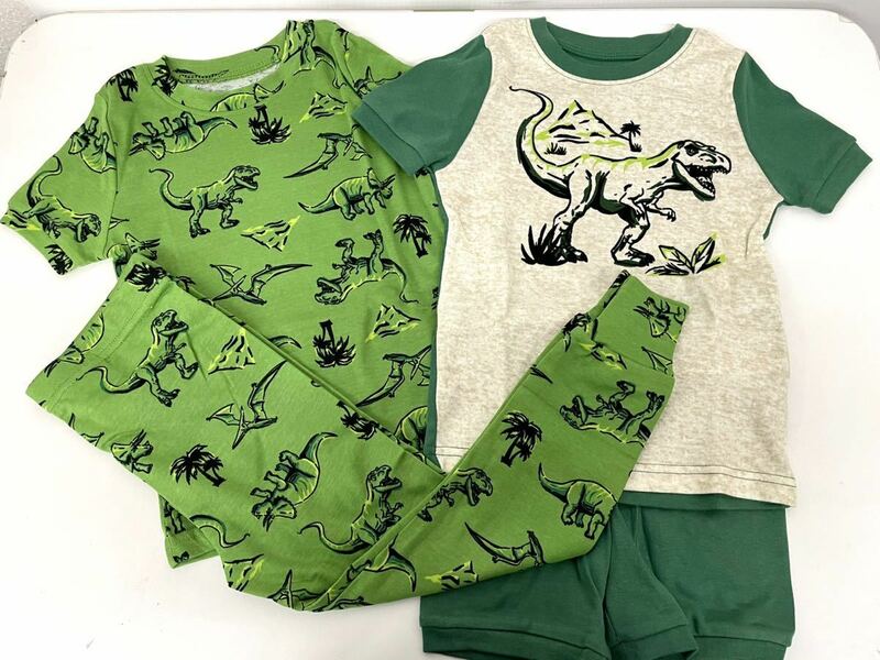 新品■KS カークランド キッズ 男の子 パジャマ 4点セット 4T 4歳 恐竜 緑 長袖 半袖