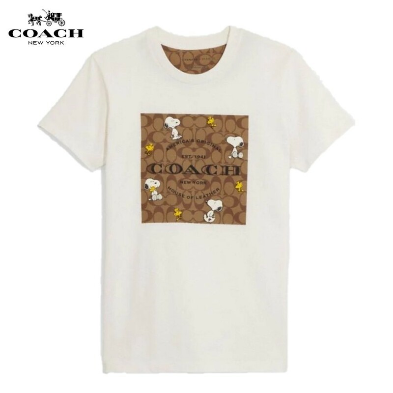 ◆新品/正規品◆【COACH×PEANUTS★CE461】コーチ 新作コラボ♪ 限定品♪ シグネチャースヌーピー半袖Tシャツ 即決!!