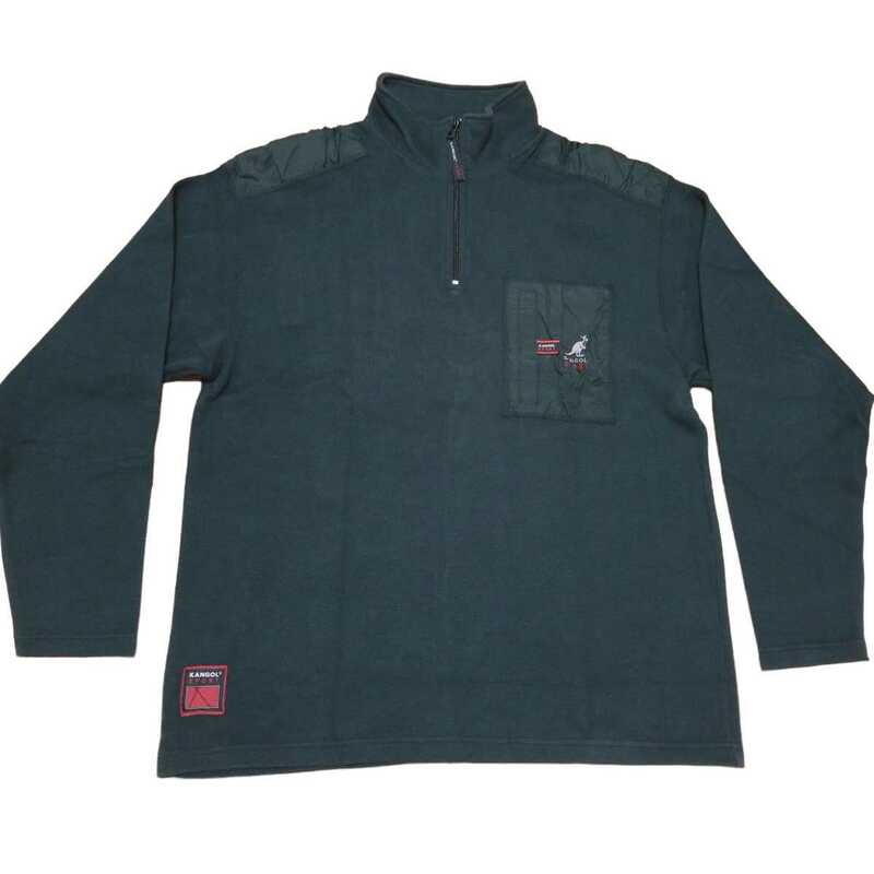 Y028 KANGOL SPORT カンゴールスポーツ ハーフジップ 長袖カットソー メンズ 3L XXL 大きいサイズ ブラック 黒 ストレッチ 胸ポケットあり