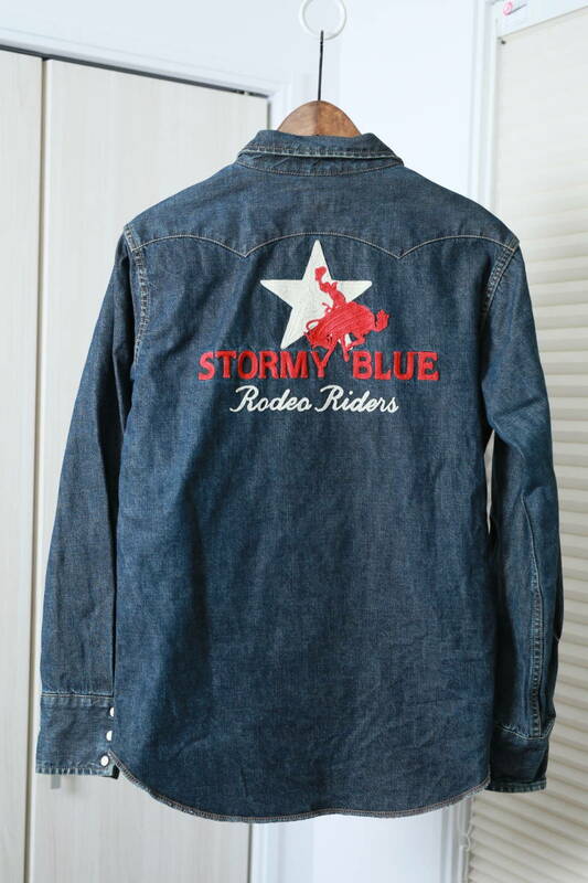 ★STORMY BLUE ストーミーブルー Pherrow's フェローズ 刺繍加工ウエスタンデニムシャツ服Mジャケットトップス上着日本
