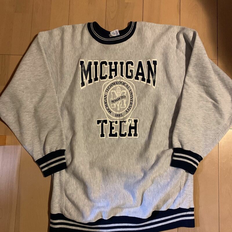 90s【Champion】チャンピオン リバースウィーブ USA製 XXL ヴィンテージ カレッジ スウェット リブライン ミシガン Michigan college