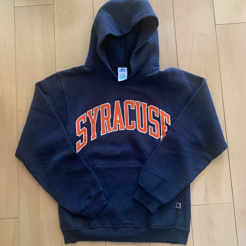 古着【Russell】ラッセル スウェットパーカー カレッジ SYRACUSE Sサイズ ネイビー