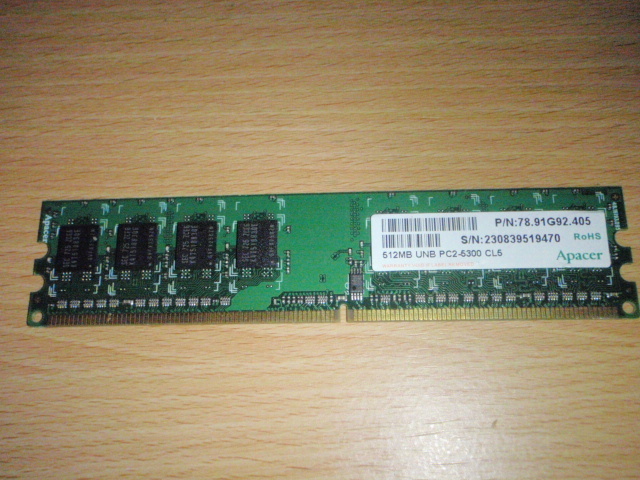 A029-1 Apacer製増設メモリ　512MB UNB　PC2-5300 CL5　