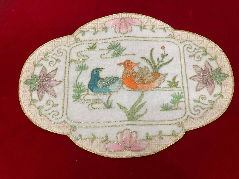ma 　中国　刺繍絵　鳥絵　 装飾品　 ナプキン ランチョンマット コースター