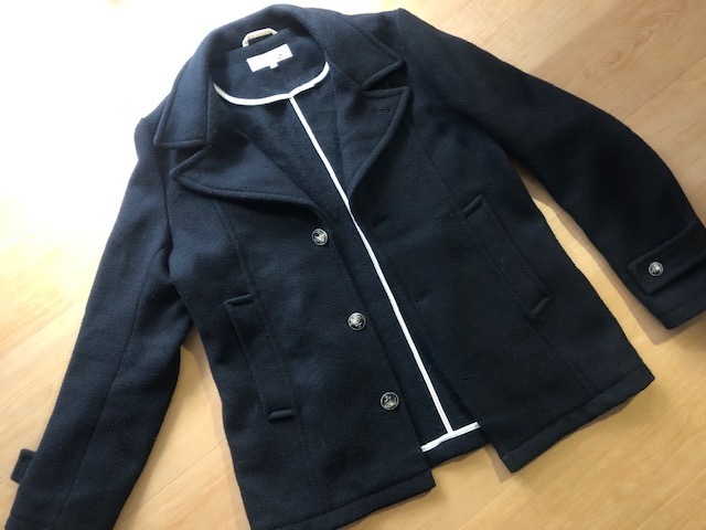 良デザイン Adam et Rope for AUTHENTIC CLOTHES アダム エ ロペ ジャケット コート ウール70％ 黒 ブラック サイズ L M相当