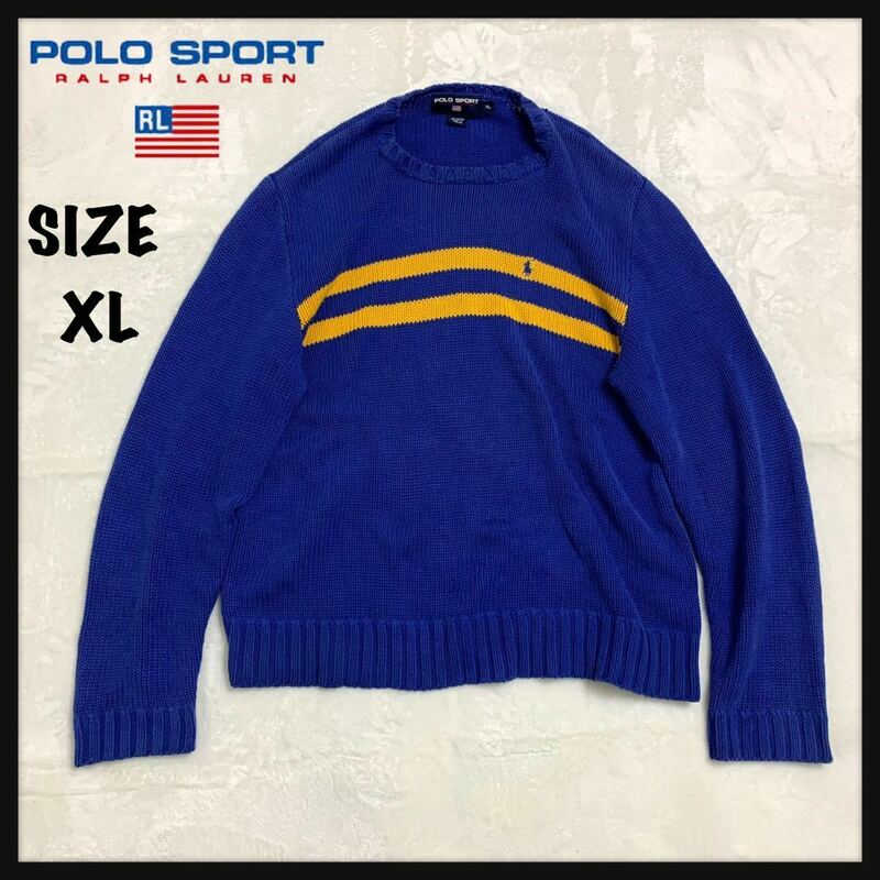 【超希少】90s POLO SPORT ポロスポーツラルフローレン ニットセーター コットン ボーダー 当時物 XL