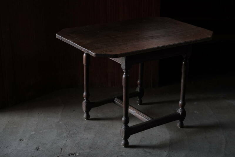 古い無垢材のロレーヌ地方の木製八角テーブル / 1800年代・フランス / 古家具 古道具 古物 コーヒーテーブル アンティーク