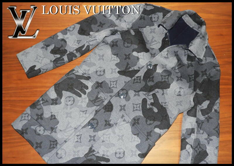 LOUIS VUITTON カモダブル カーコート ルイヴィトン リバーシブル 高級ジャケット メンズ 44 M L モノグラム カモフラ ネイビー ブルゾン