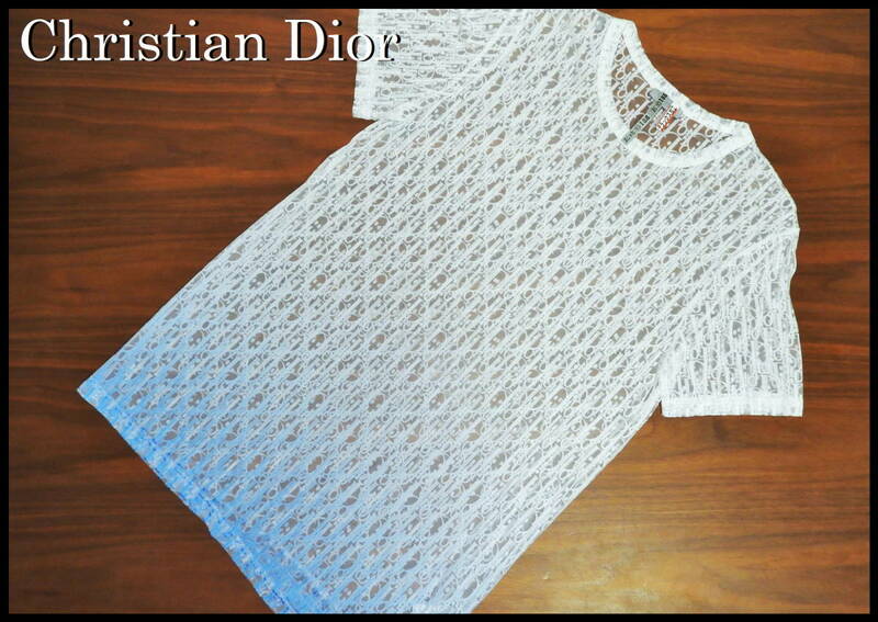 国内正規品 Christsian Dior オブリーク シースルーTシャツ メンズ M クリスチャンディオール ホワイト ブルー グラデーション 白 青 美品