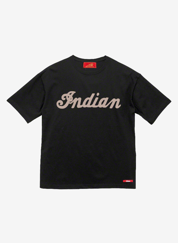【Indian Motocycle】Lサイズ　ブラック　フロッキーロゴTシャツ　インディアンモトサイクル　ランブル