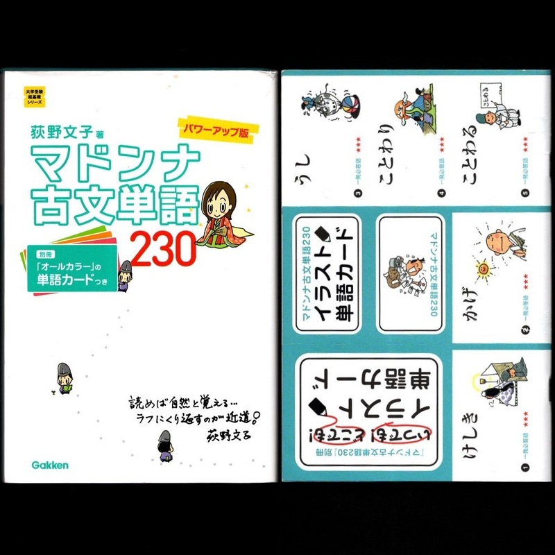 本 学習参考書 「大学受験超基礎シリーズ マドンナ古文単語 230」荻野文子著 学研プラス 別冊「マドンナ古文単語230イラスト単語カード」付