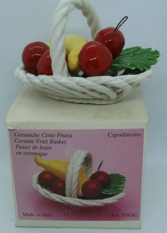 イタリア製 カポディモンテ 陶器製フルーツバスケット Ceramic Fruit Basket イタリア製 さくらんぼ/バナナ Art.378/SC