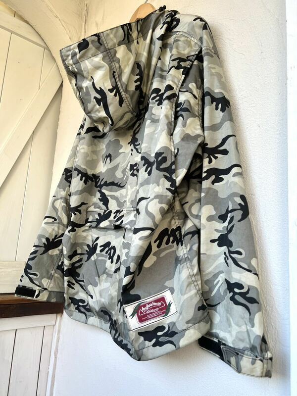 アングラーズハウス ★ Angler's House ☆ カモフラージュ ウィンドブレーカー フードパーカー ★ グレー系 camouflage ☆ Ｌ