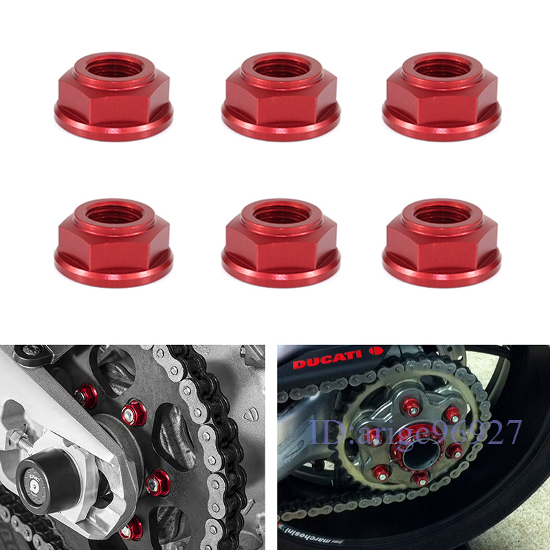 G438★ドゥカティ748 749 848 916 996 998 999 600SS 750SS 900SS M10 * 1.25 6個リアスプロケットホイール車軸ナットCNCアルミT6-7075