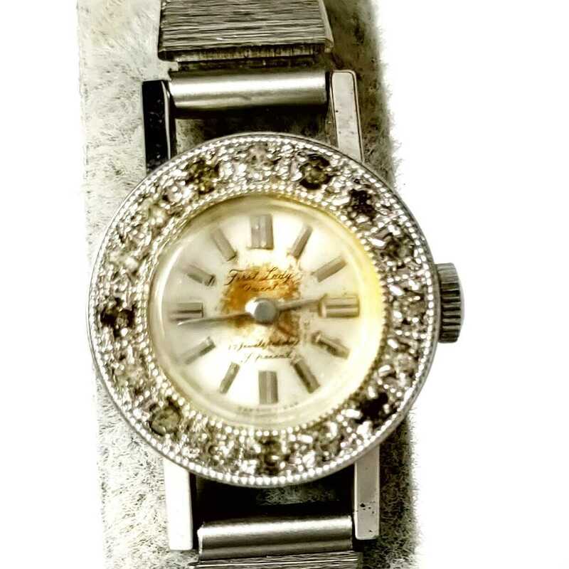 動作品 ORIENT 宝飾宝石腕時計 オリエント ストーン レディース腕時計 機械式 手巻き式 稼働品 h424