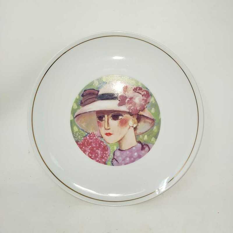 ●未使用●VAL SAITO 平皿 丸皿 女性画 当時物 昭和レトロ コレクション インテリア 飾り皿 プレート　S