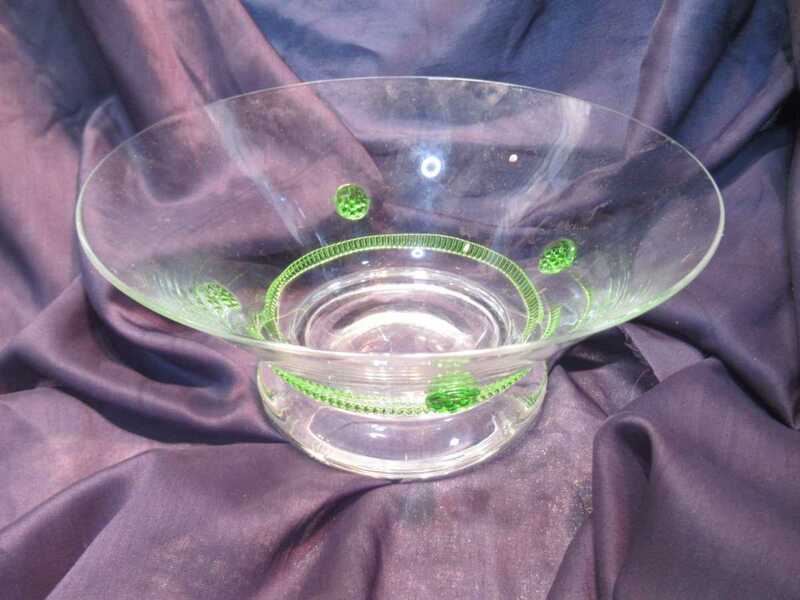 【ガラス工芸品】マイセンガラスのコンポート ボウル バッカスロゼット ライトグリーン ディスプレイ用品 インテリア用品