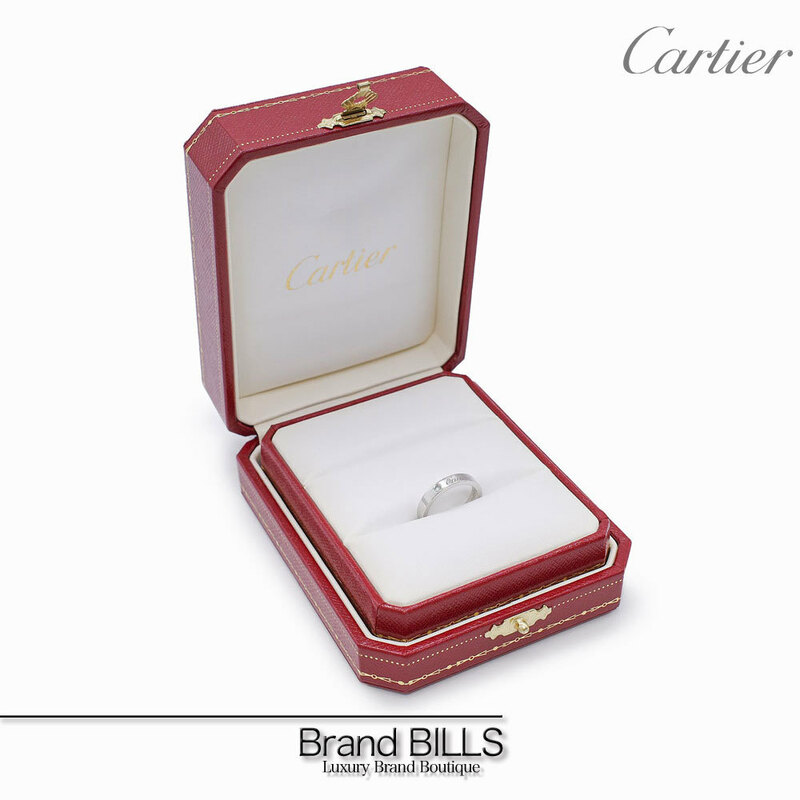 Cartier カルティエ Cドゥ エングレーブド ウェディング リング 指輪 B4051348 Pt950 プラチナ シルバー ダイヤモンド ブライダル