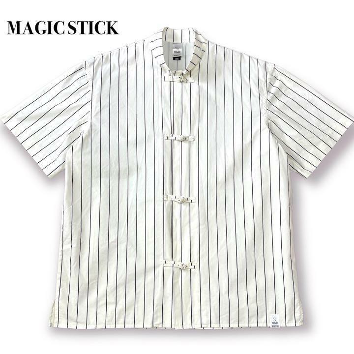 定価17600円 新品 MAGIC STICK LES CHINA SHIRTS ストライプ チャイナ シャツ 15SS-SPT-2002 マジックスティック M ホワイト