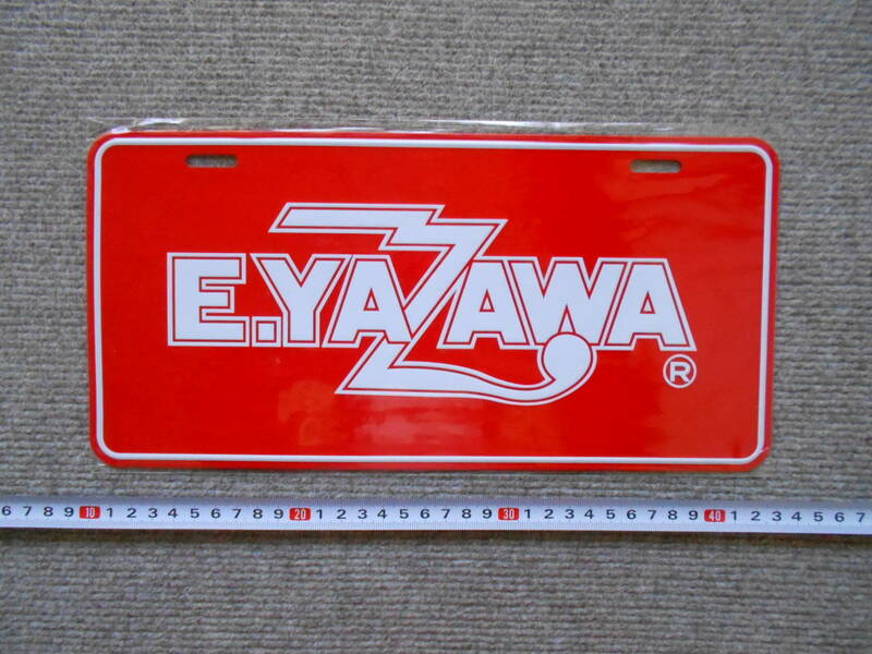 矢沢永吉　E.YAZAWA　ナンバープレート　レッド/ホワイト　ロゴ　ナンバー　当時物　入手困難品　未使用品　良品　定形外350円
