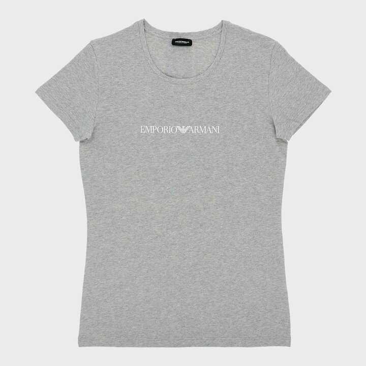 EMPORIO ARMANI エンポリオ アルマーニ アイコニック ロゴ クルーネック タイトフィット Tシャツ レディース 54122739 ミドルグレー S