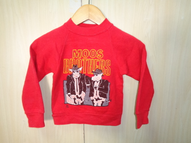 b1057◆90's JERZEES スウェットシャツ USA製◆90年代 ジャージーズ size S(3-4) 赤色 綿ポリ素材 ラグラン袖 キッズ ネコポス便発送可 5A