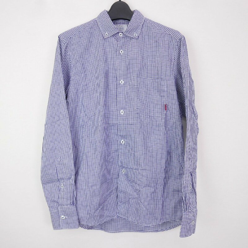 13AW WTAPS ダブルタップス PLAIN L/S 04 SHIRTS COTTON OXFORD TEXTILE ALBINI メンズ 長袖チェック シャツ BLUE/WHITE S 132SPDT-SHM04