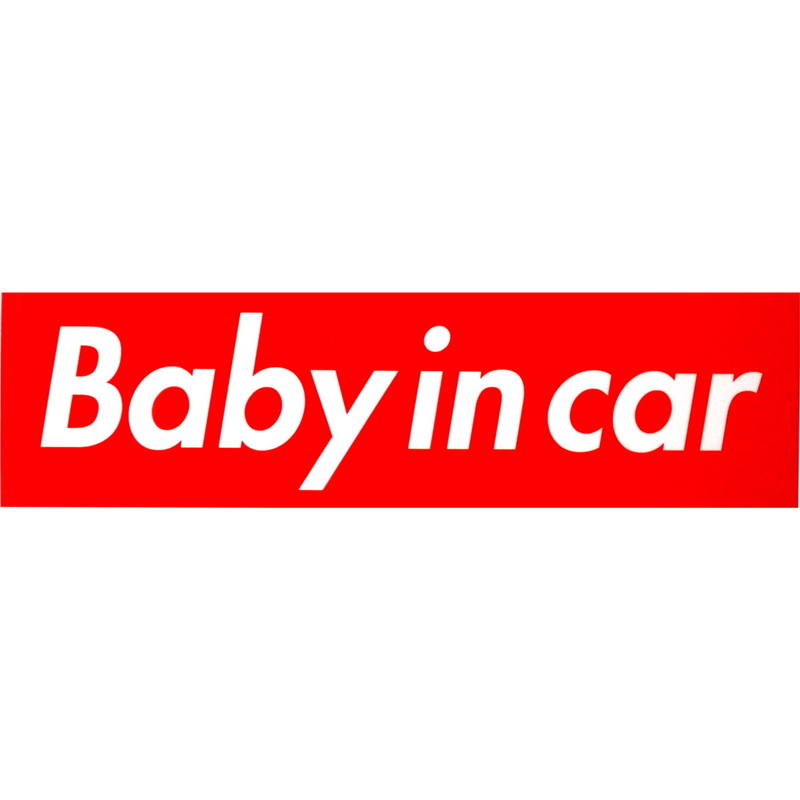 カーマグネット Baby in car 箱枠 赤　(ベビーインカー)