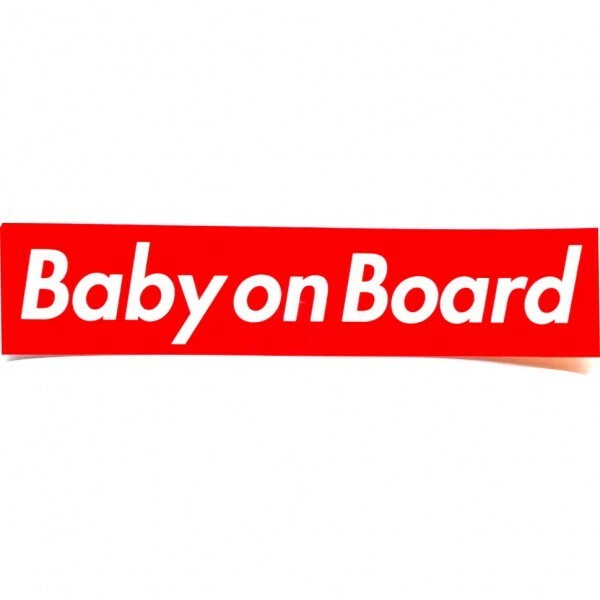 カーステッカー(粘着シール) Baby on Board 箱枠 赤　(ベビーインカー ベビーオンボード Baby in car)