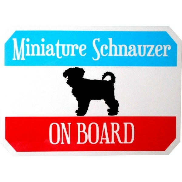 ミニチュアシュナウザー印 ホーロー看板風カーマグネット ON BOARD　(ドッグオンボード 犬 車)