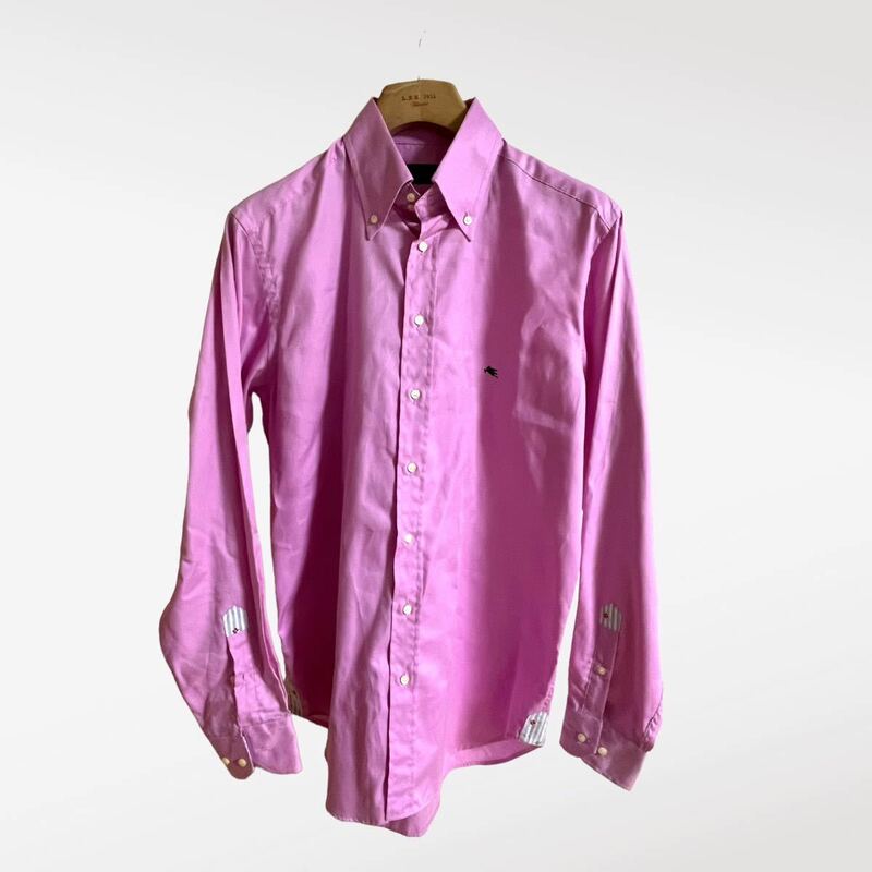 ETRO エトロ 長袖 ドゥエボットーニ シャツ ピンク　イタリア製　41サイズ