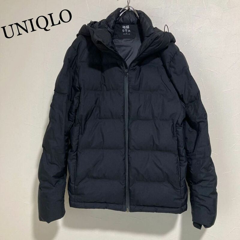 UNIQLO 中綿 ダウン 90% フェザー 10% 防寒 ブラック 兼用 M サイズ ダウンジャケット アウター UNIQLO 黒 フード 暖かい