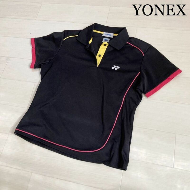 YONEX ヨネックス 半袖 ポロシャツ テニス スポーツウェア ハーフボタン スポーツウェア トップス 黒 ブラック