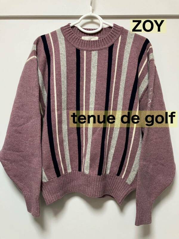 ZOY tenuedegolf ゾーイ　メンズ　セーター　ウール　毛　ストライプ　ニット　WOOL 長袖　ゴルフ　golf