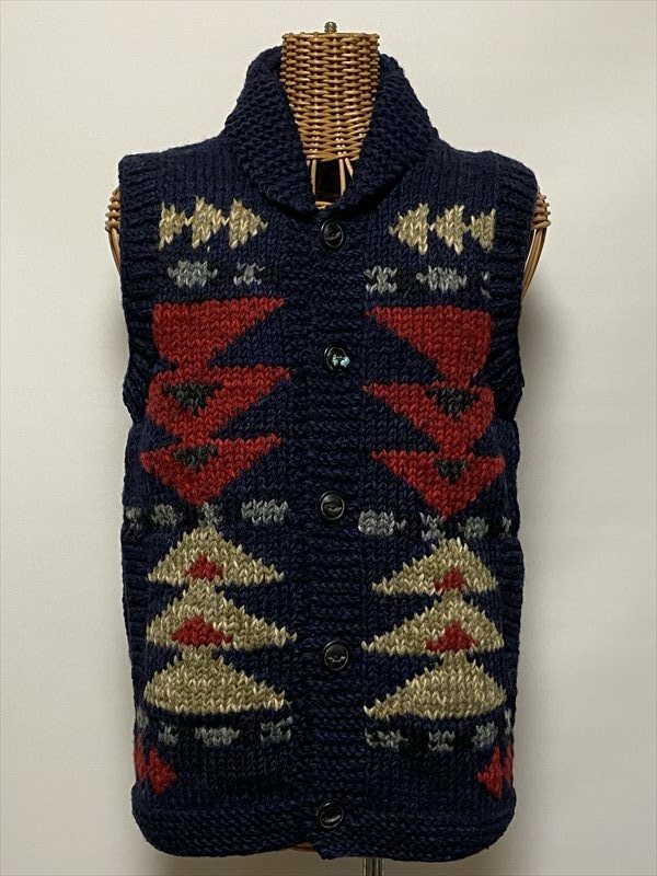 ★USED/ONE WASH/KNIT VEST/ETHNIC/COWICHAN/MADE IN JAPAN/ワンウォッシュ/ニットベスト/カウチン/エスニック/古着/日本製★