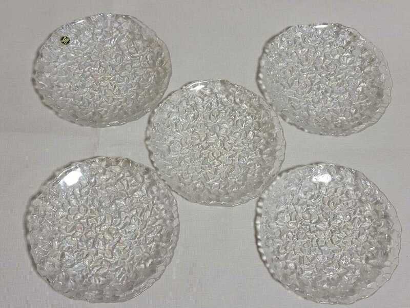 アンティーク　クリスタルガラス　HOYA ホヤ 皿　5枚セット