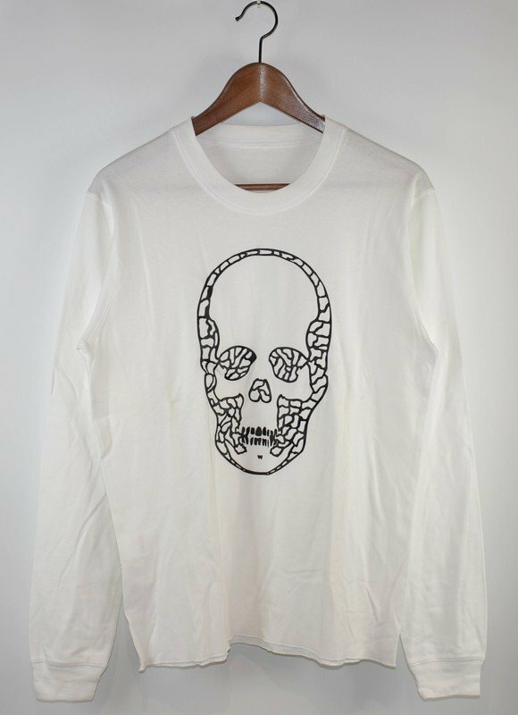 lucien pellat-finet/ルシアンペラフィネ　レーザーカットスカルロングスリーブTシャツ　サイズ：S　カラー：ホワイト