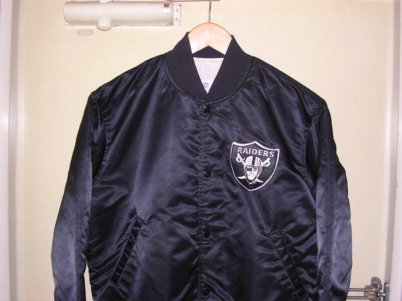 80s 90s USA製 STARTER NFL Los Angeles Raiders サテンジャケット M 黒 vintage old スタジャン レイダース Oakland Raiders