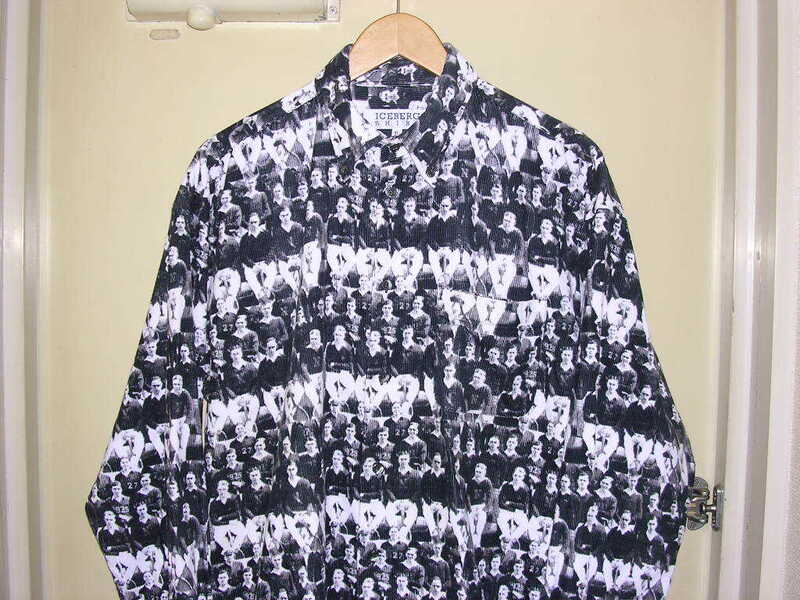 90s 00s イタリア製 アイスバーグ ICEBERG SHIRT 総柄フォト プリントコーデュロイ B.Dシャツ XL vintage old Gilmar