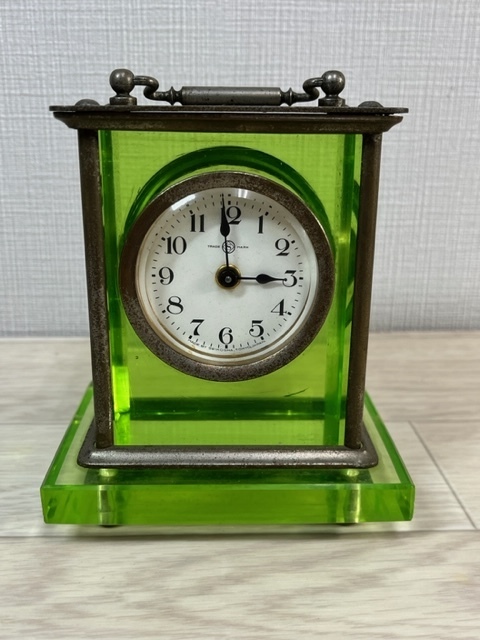 精工舎 大正ウランガラス ウラン時計 置時計 手巻き 時計 アンティーク 昭和レトロ 稼働品 U119