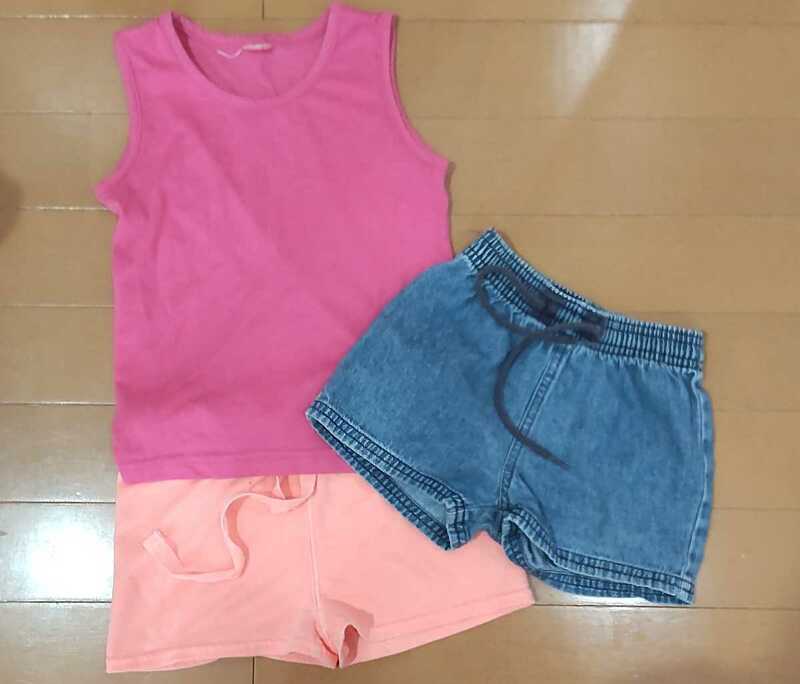 送料無料！女の子 夏物セット/BABYDOLL(ベビードール)のピンクのタンクトップ・レモールとbaby GAPのショートパンツ/女児/80サイズ90サイズ