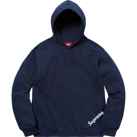 即決 supreme 18ss Corner Label Hooded Sweatshirt navy
