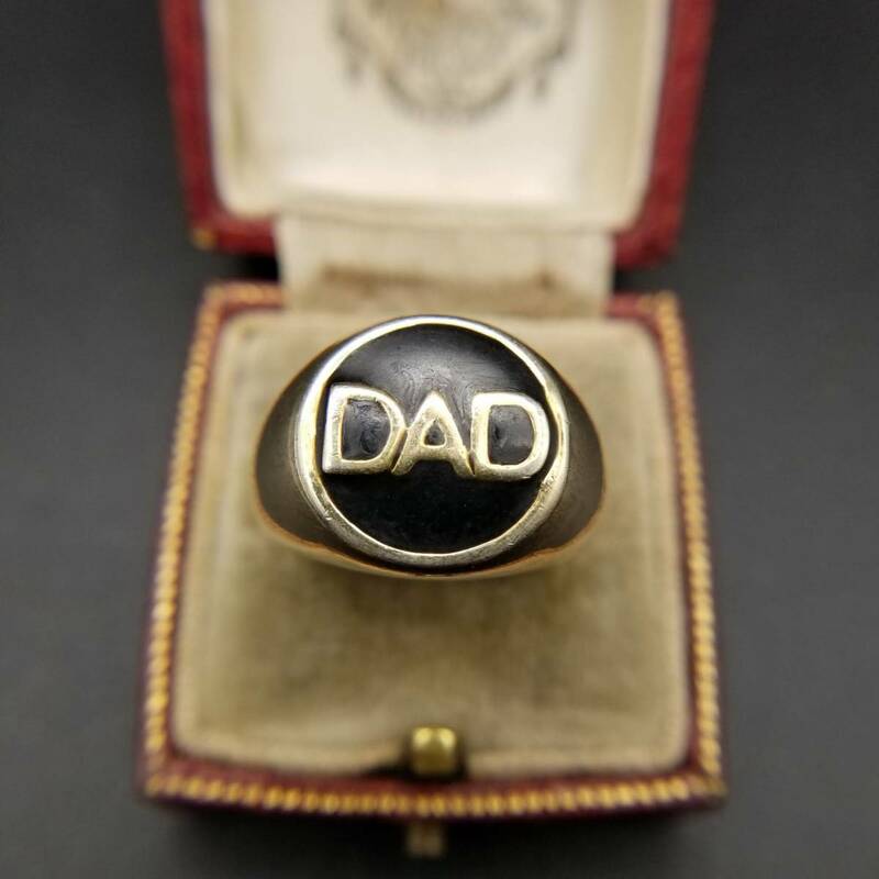 シグネット DAD ブラックエナメル 925シルバー 英国 ヴィンテージ リング アールデコ 指輪 レトロ 銀 ゴールドトーン