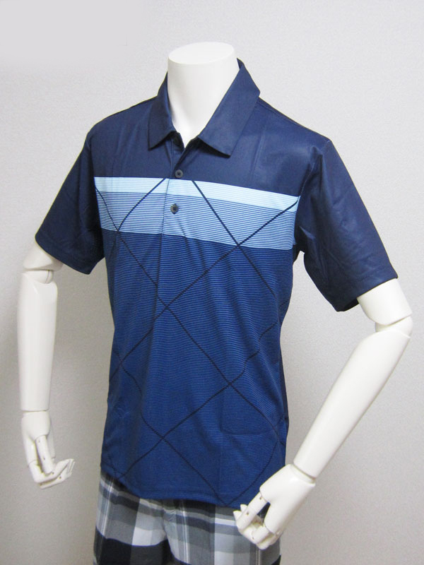 新品 送料無料 アディダスゴルフ メンズ クライマクール マイクロストライププリント 半袖ポロシャツ ネイビー インポートSサイズ(ment44)