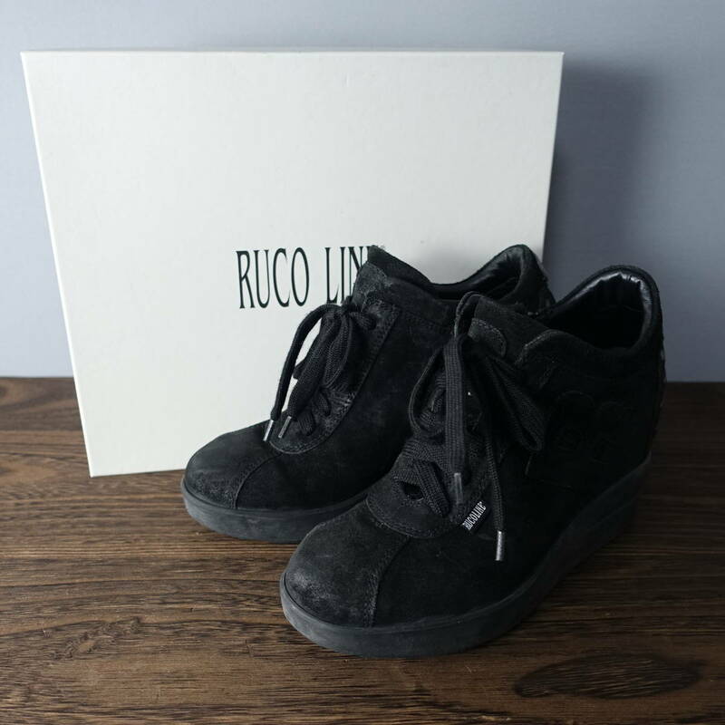 RUCO LINE/ルコライン/36/定価34,000円+税/牛革レザー/ハイカットシューズ/ブラック/黒/レディース/靴/スニーカー/サイドジップ
