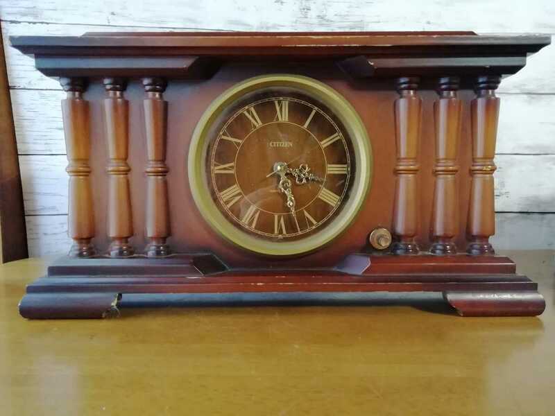 木製 昭和レトロ シチズン 置時計 ※アラーム機能しません アンティーク レア インテリア CITIZEN 時計 table clock antique 送料込み