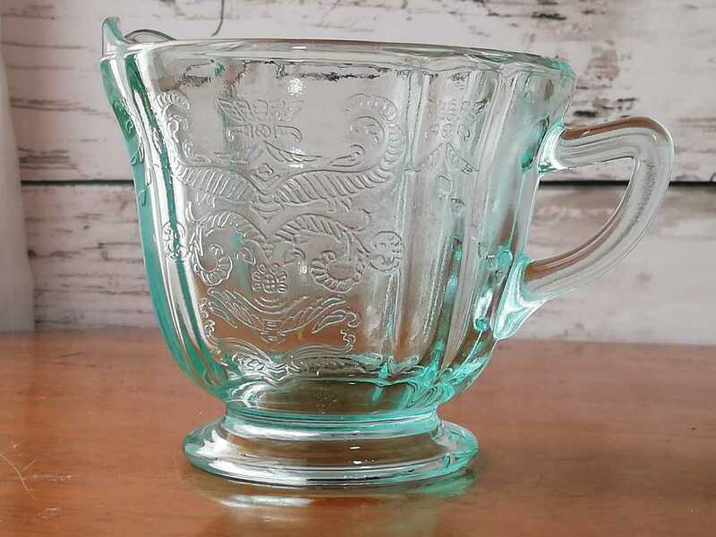 ディプレッショングラス クリーマー ブルー アメリカ製 ガラス コップ インディアナグラス 時代物 アンティーク Depression Glass 送料込み